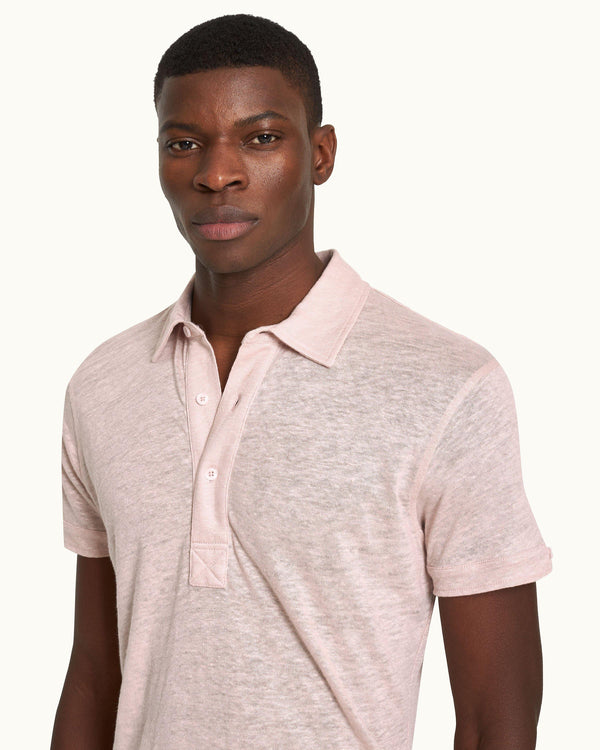 Orlebar Brown Orlebar Brown | Seashell Pink Tailored Fit Linen Polo Shirt – ORLEBAR BROWN
