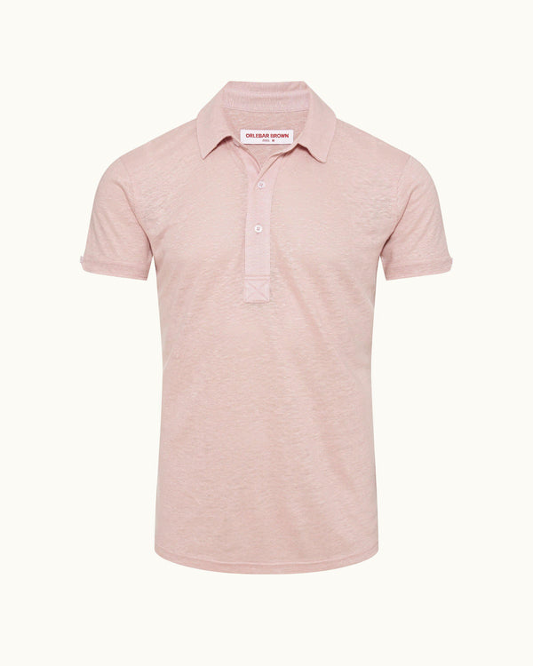 orlebar brown Orlebar Brown | Seashell Pink Tailored Fit Linen Polo Shirt – ORLEBAR BROWN