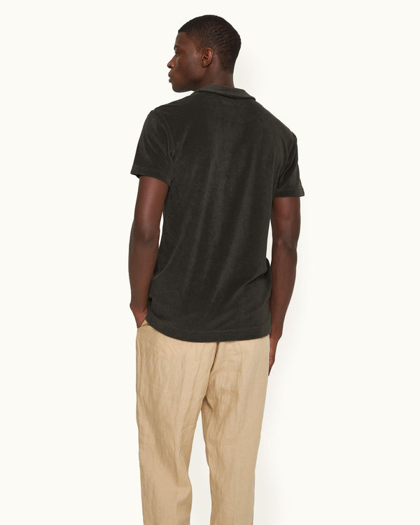 Orlebar Brown Orlebar Brown | Smoked Tea Tailored Fit Organic Cotton Towelling Resort Polo Shirt – ORLEBAR BROWN