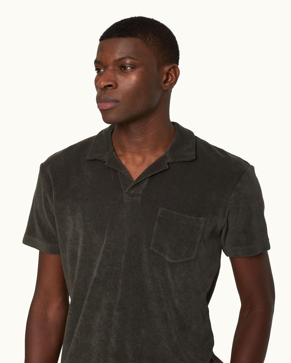 Orlebar Brown Orlebar Brown | Smoked Tea Tailored Fit Organic Cotton Towelling Resort Polo Shirt – ORLEBAR BROWN
