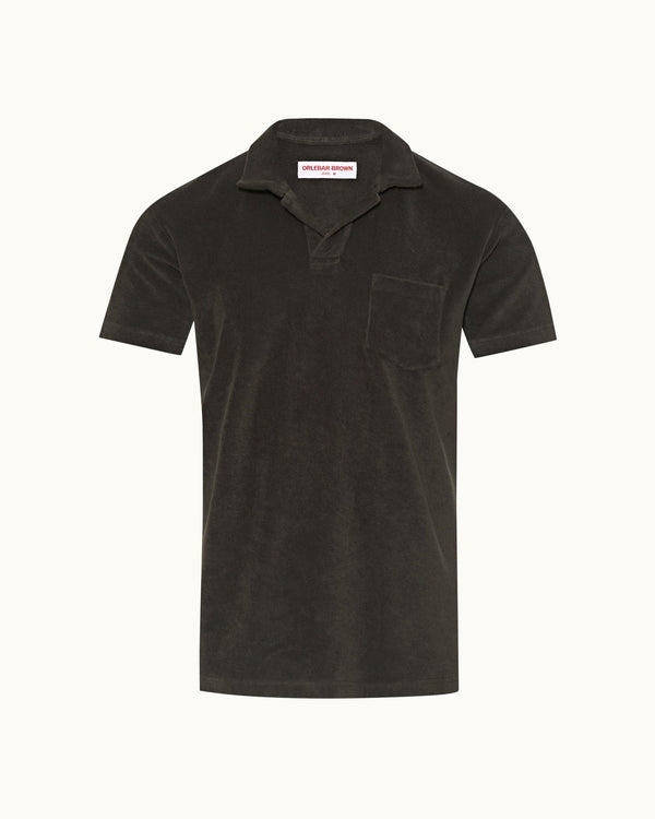 orlebar brown Orlebar Brown | Smoked Tea Tailored Fit Organic Cotton Towelling Resort Polo Shirt – ORLEBAR BROWN