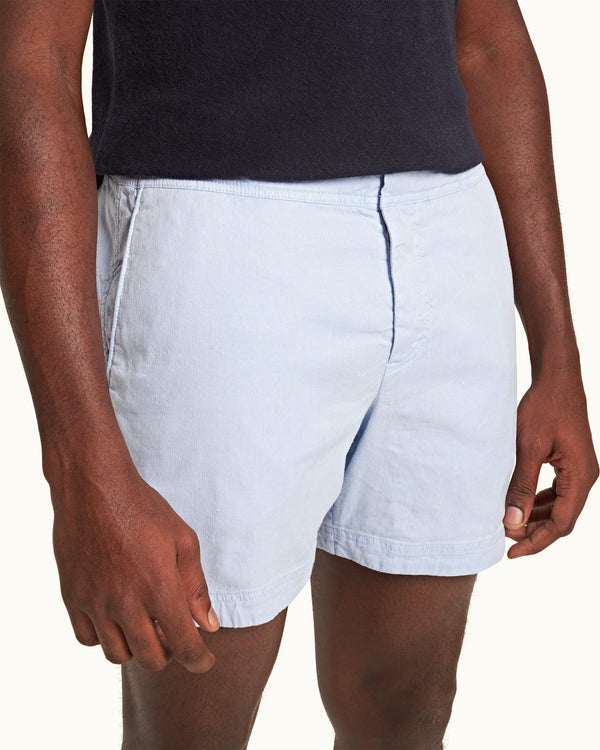 Orlebar Brown Orlebar Brown | Soft Blue Mid-Length Garment Dye Shorts – ORLEBAR BROWN