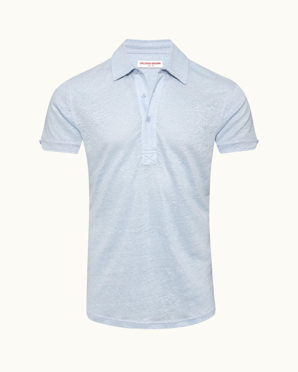 orlebar brown Orlebar Brown | Soft Blue Tailored Fit Linen Polo Shirt – ORLEBAR BROWN