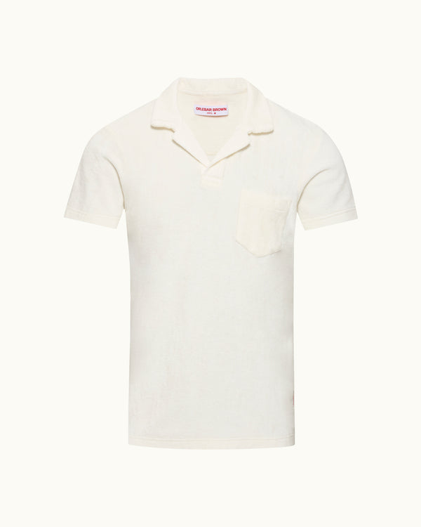 orlebar brown Orlebar Brown | Tailored Fit Cotton Towelling Resort Polo Shirt in Cashew – ORLEBAR BROWN