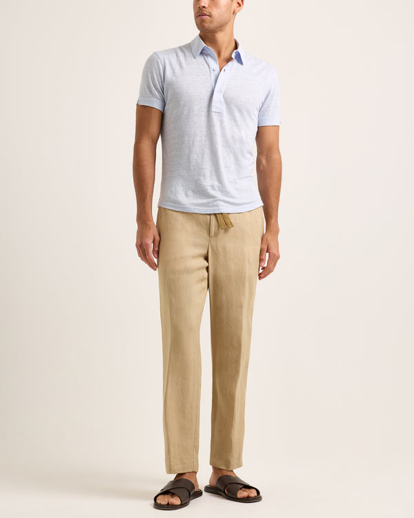 Orlebar Brown Orlebar Brown | Tailored Fit Linen Polo Shirt In Surfside Blue – ORLEBAR BROWN