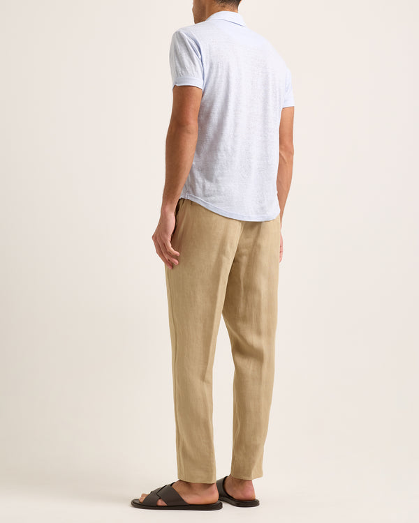 Orlebar Brown Orlebar Brown | Tailored Fit Linen Polo Shirt In Surfside Blue – ORLEBAR BROWN