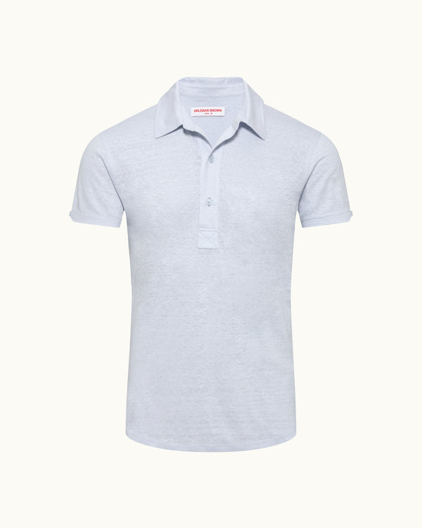 orlebar brown Orlebar Brown | Tailored Fit Linen Polo Shirt in Surfside Blue – ORLEBAR BROWN