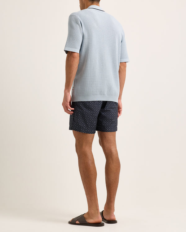 Orlebar Brown Orlebar Brown | Tailored Fit Waffle Mesh Stitch Polo Shirt In Light Sky Pool And Night Iris – ORLEBAR BROWN