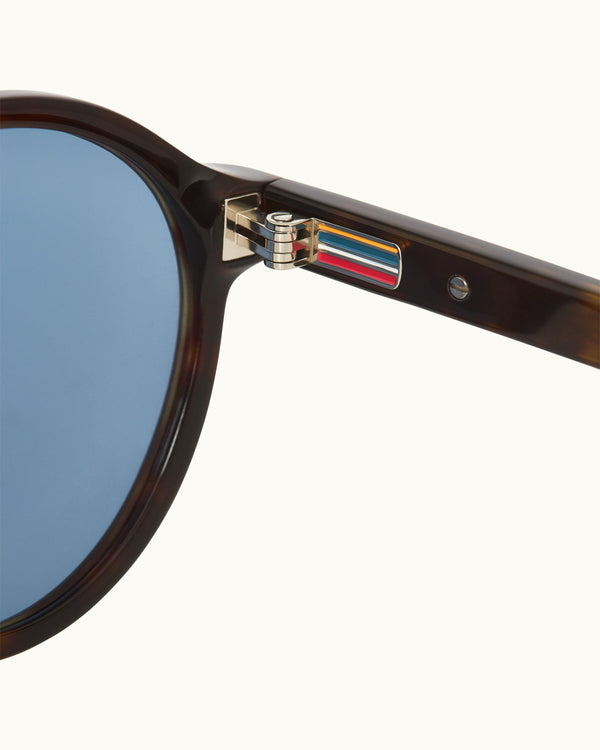 Orlebar Brown Orlebar Brown | Tortoise Shell/Blue Round Frame Sunglasses – ORLEBAR BROWN