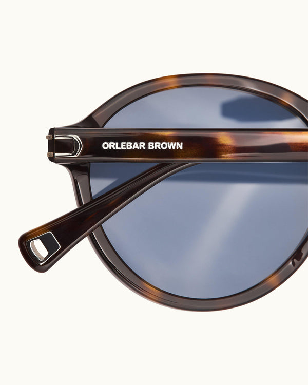Orlebar Brown Orlebar Brown | Tortoise Shell/Blue Round Frame Sunglasses – ORLEBAR BROWN