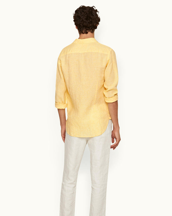 Orlebar Brown Orlebar Brown| Toucan/White Tailored Fit Classic Collar Linen Shirt – ORLEBAR BROWN