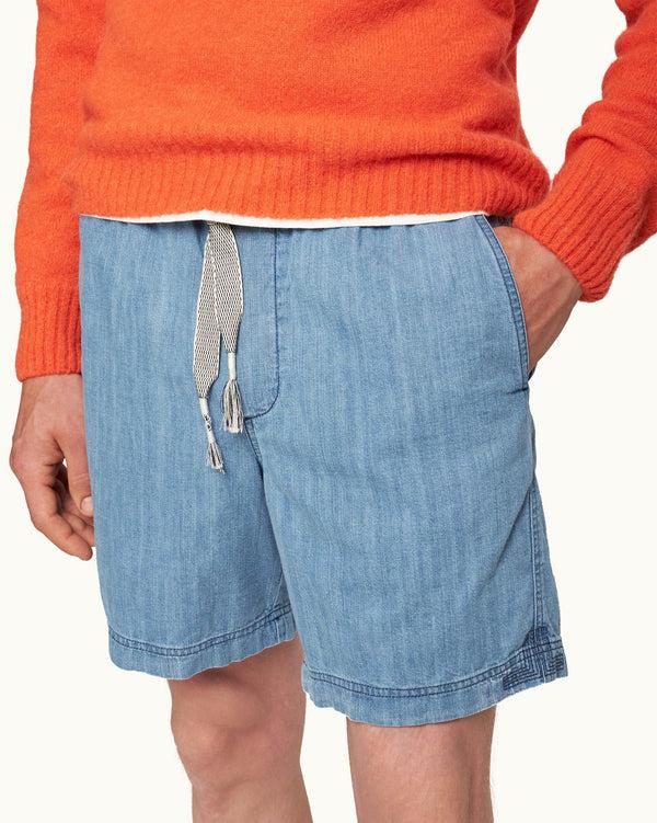 Orlebar Brown Orlebar Brown| Washed Indigo Relaxed Fit Drawcord Denim Shorts – ORLEBAR BROWN