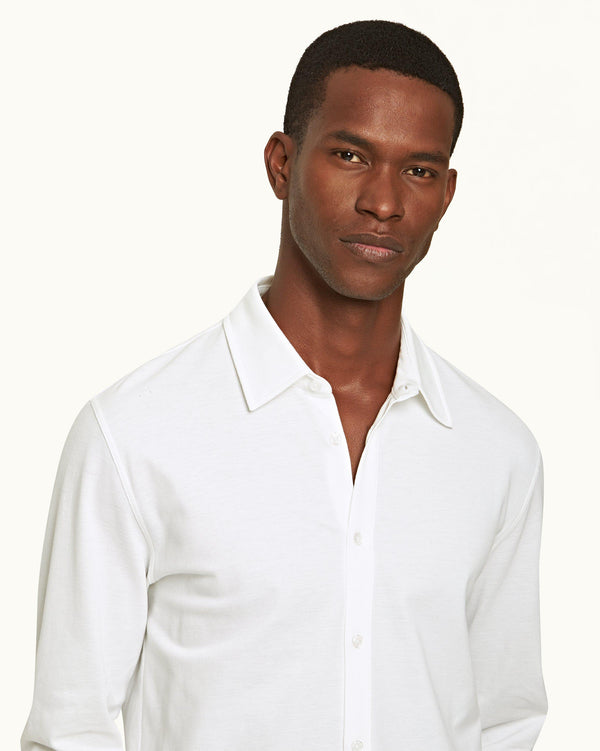 Orlebar Brown Orlebar Brown| White Classic Collar Cotton Pique Shirt – ORLEBAR BROWN
