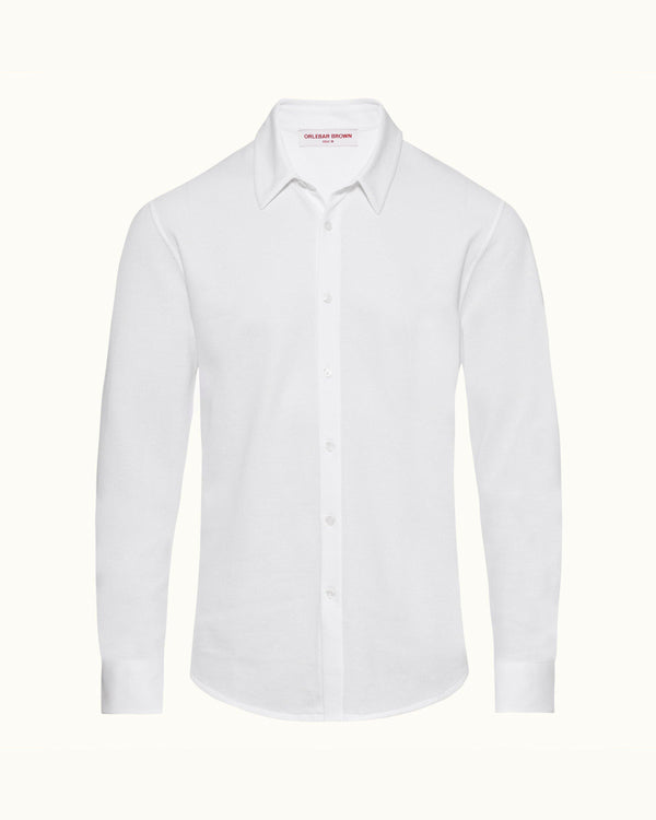 orlebar brown Orlebar Brown| White Classic Collar Cotton Pique Shirt – ORLEBAR BROWN