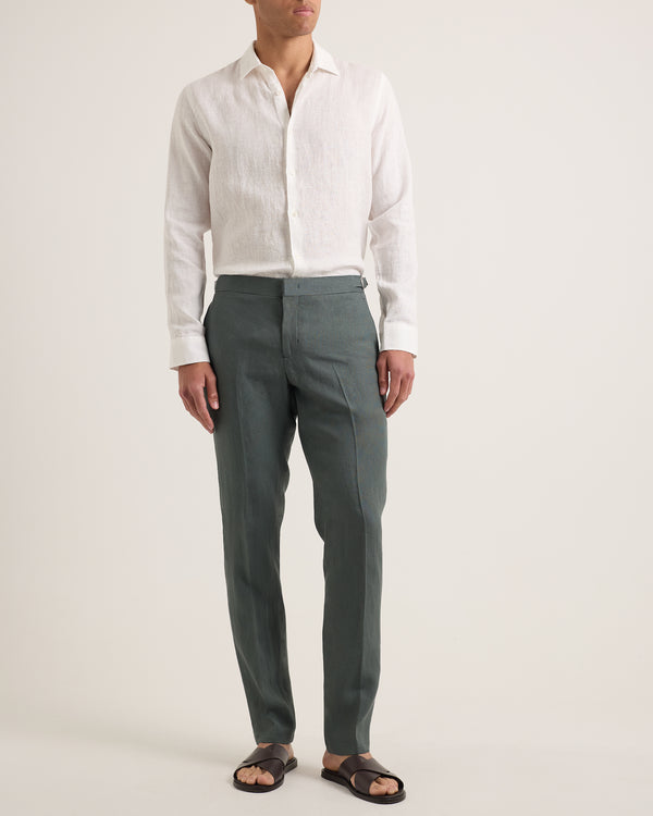 Orlebar Brown Orlebar Brown | White Classic Collar Linen Shirt – ORLEBAR BROWN