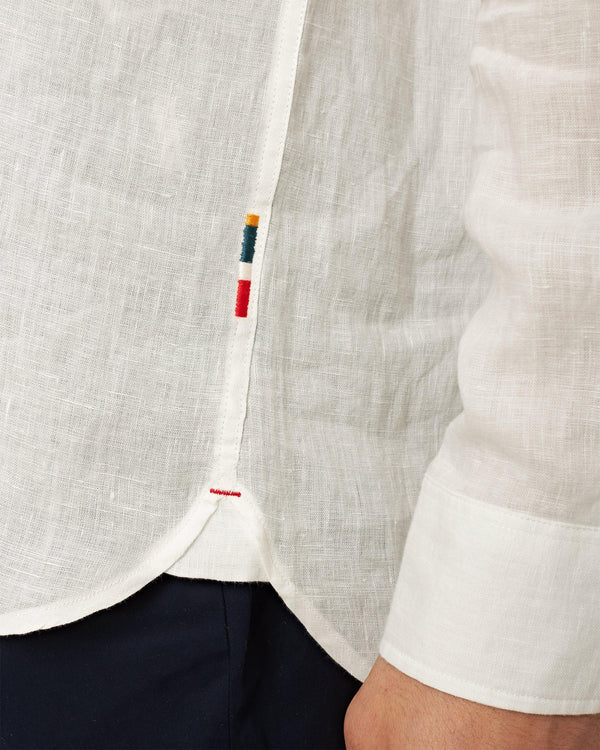 Orlebar Brown Orlebar Brown | White Classic Collar Linen Shirt – ORLEBAR BROWN