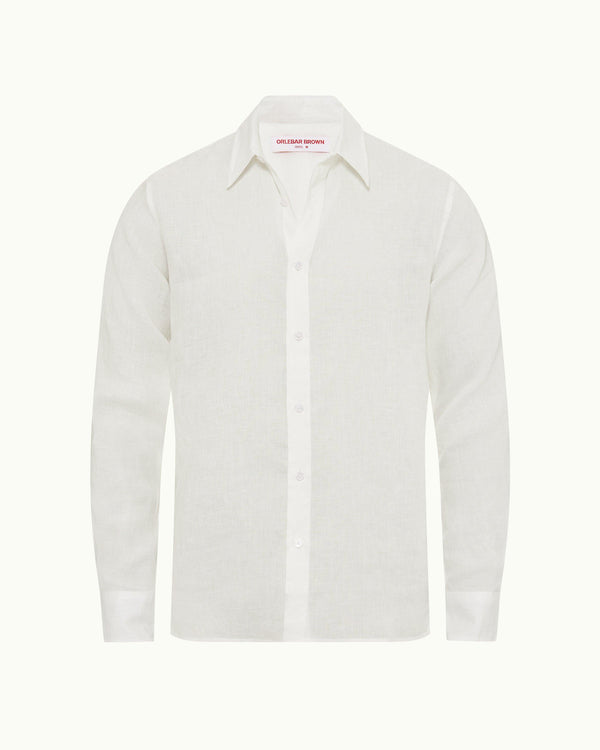 orlebar brown Orlebar Brown | White Classic Collar Linen Shirt – ORLEBAR BROWN