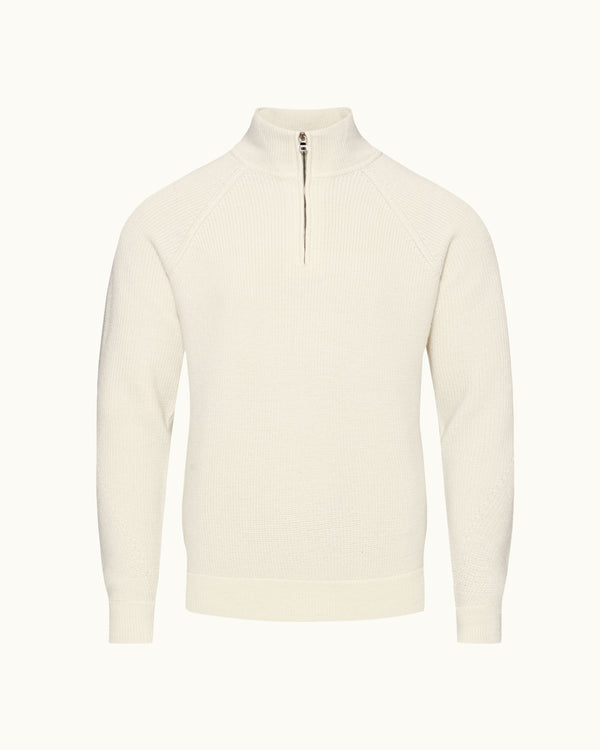 orlebar brown Orlebar Brown | White Sand Men's Classic Fit Half-Zip Ribbed Merino Jumper – ORLEBAR BROWN orlebar brown Orlebar Brown | White Sand Men's Classic Fit Half-Zip Ribbed Merino Jumper – ORLEBAR BROWN