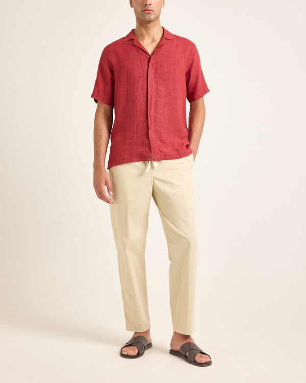 Orlebar Brown Red Stitched Linen Shirt | Relaxed Summer Fit – ORLEBAR BROWN