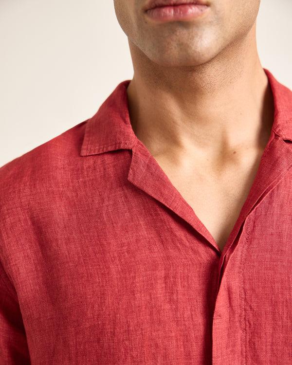Orlebar Brown Red Stitched Linen Shirt | Relaxed Summer Fit – ORLEBAR BROWN