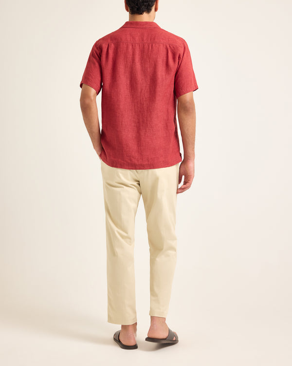 Orlebar Brown Red Stitched Linen Shirt | Relaxed Summer Fit – ORLEBAR BROWN