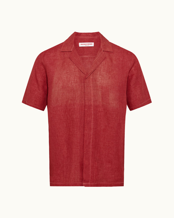 orlebar brown Red Stitched Linen Shirt | Relaxed Summer Fit – ORLEBAR BROWN