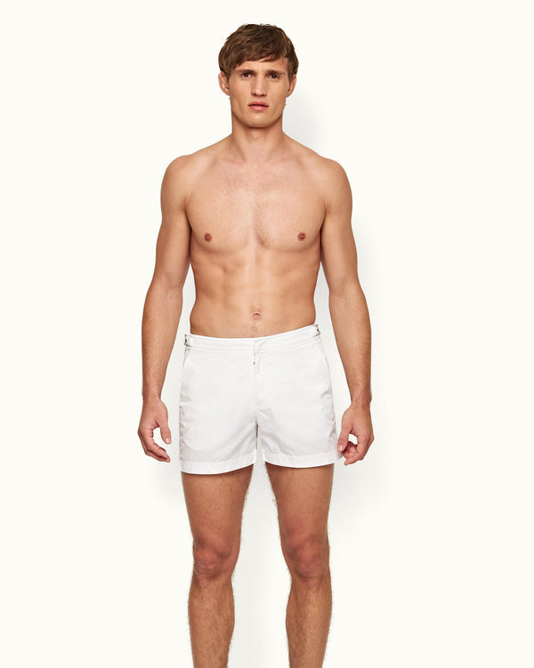 Orlebar Brown Setter - White Shorter-Length Tape Stripe Swim Shorts | Orlebar Brown – ORLEBAR BROWN