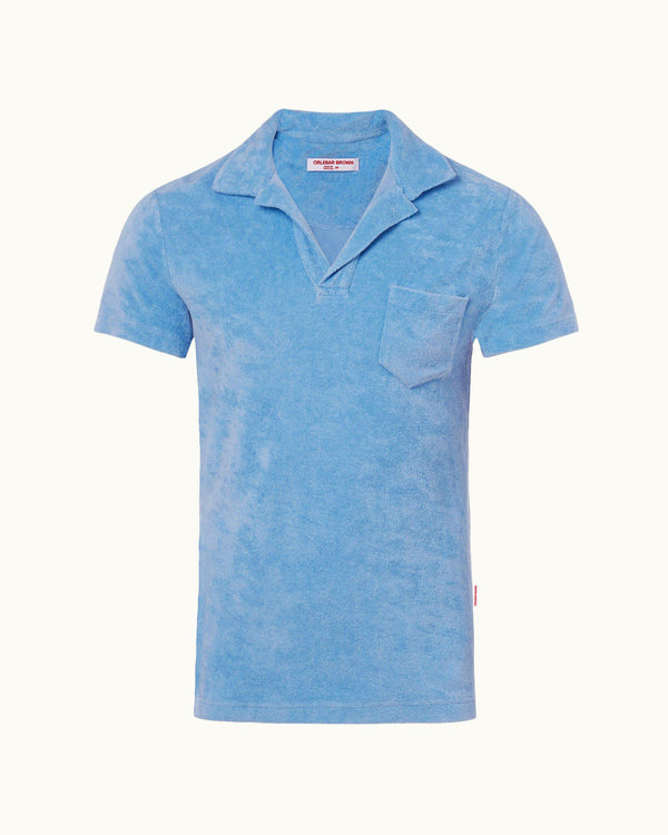 orlebar brown Terry - Riviera Blue Towelling Resort Polo | Orlebar Brown – ORLEBAR BROWN
