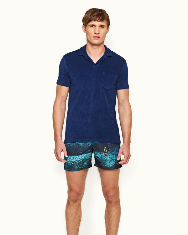 Orlebar Brown Terry Towelling - Blue Wash Tailored Fit Towelling Resort Polo Shirt | Orlebar Brown – ORLEBAR BROWN