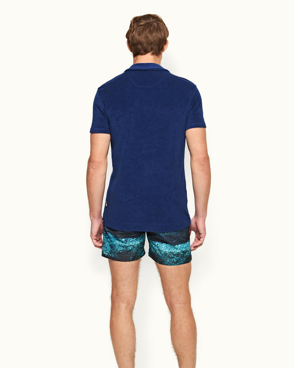 Orlebar Brown Terry Towelling - Blue Wash Tailored Fit Towelling Resort Polo Shirt | Orlebar Brown – ORLEBAR BROWN