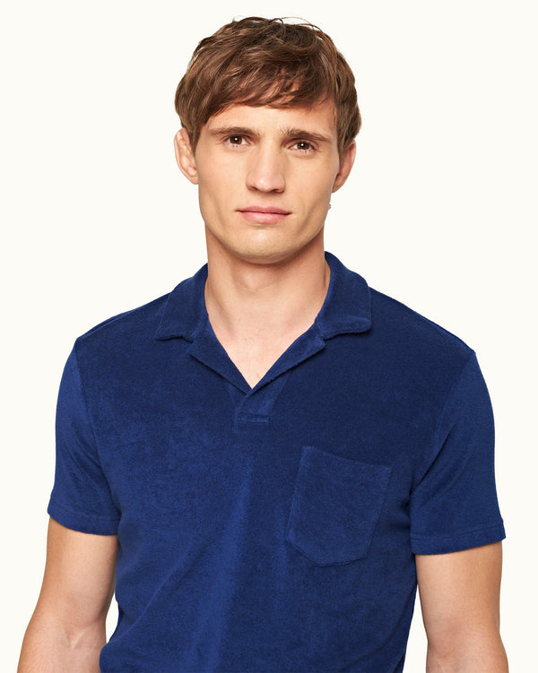 Orlebar Brown Terry Towelling - Blue Wash Tailored Fit Towelling Resort Polo Shirt | Orlebar Brown – ORLEBAR BROWN