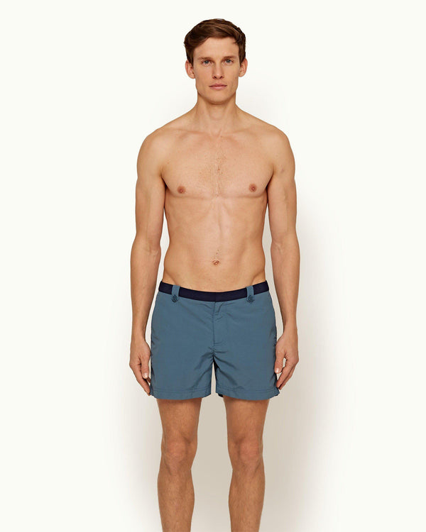 Orlebar Brown Thunderball Swimshort - 007 Navy/Cadet Blue Shorter Length Swim Short | Orlebar Brown – ORLEBAR BROWN