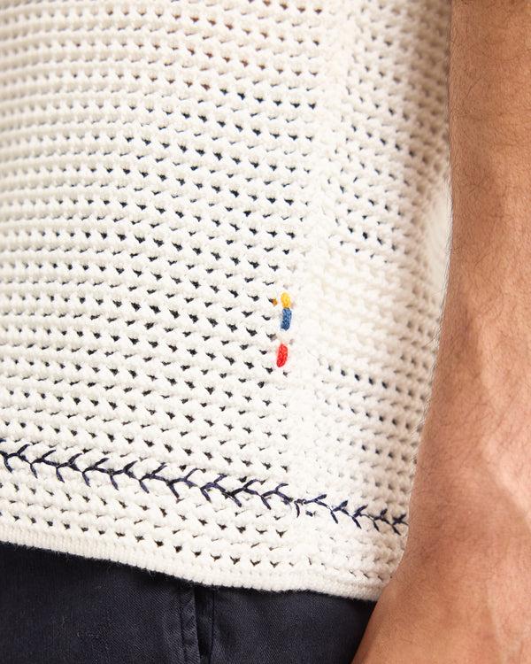 Orlebar Brown White & Blue Polo Shirt | Luxury Organic Cotton Knit – ORLEBAR BROWN