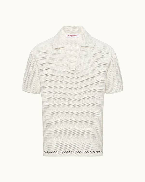 orlebar brown White & Blue Polo Shirt | Luxury Organic Cotton Knit – ORLEBAR BROWN