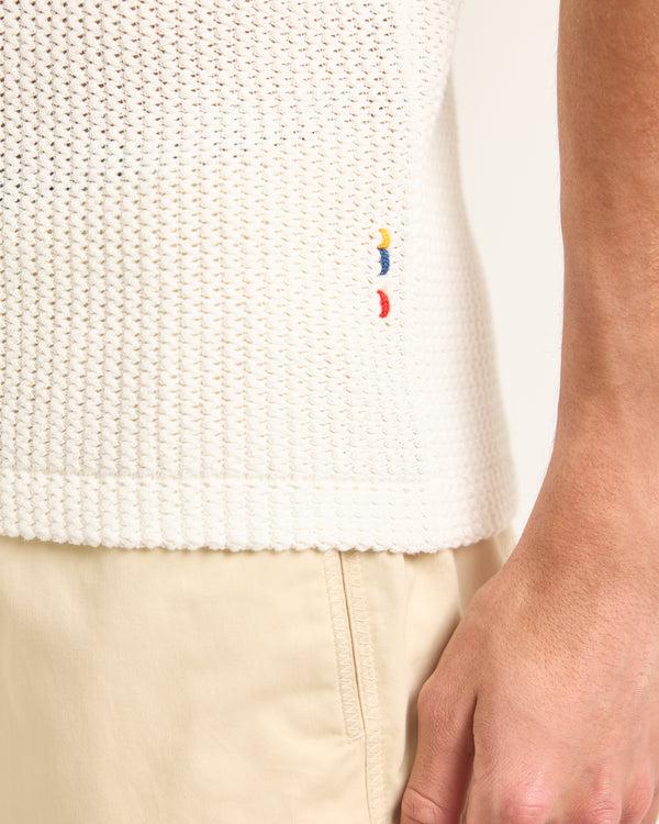 Orlebar Brown White Crochet Polo Shirt | Designer Resortwear – ORLEBAR BROWN