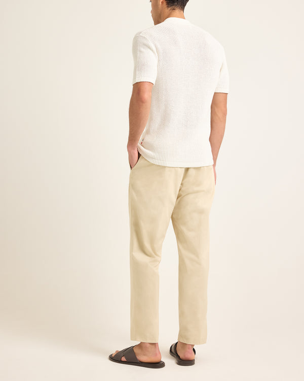 Orlebar Brown White Crochet Polo Shirt | Designer Resortwear – ORLEBAR BROWN