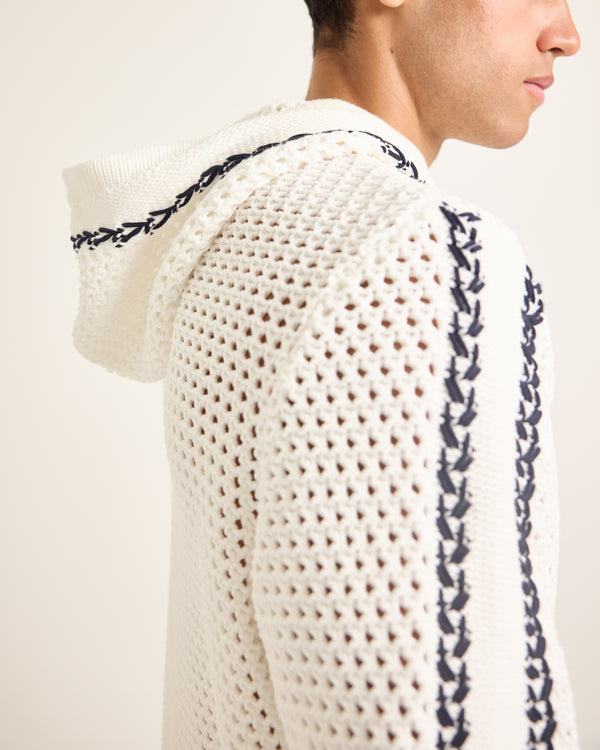 Orlebar Brown White & Night Iris Textured Knit | Mens Statement Jumper – ORLEBAR BROWN