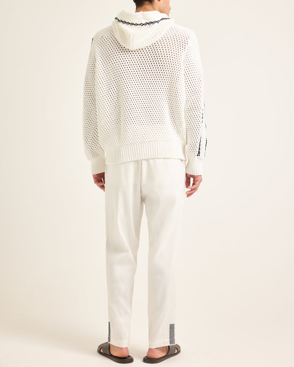 Orlebar Brown White & Night Iris Textured Knit | Mens Statement Jumper – ORLEBAR BROWN