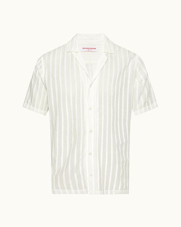 orlebar brown White Stripe Shirt | Luxury Textured Styling – ORLEBAR BROWN
