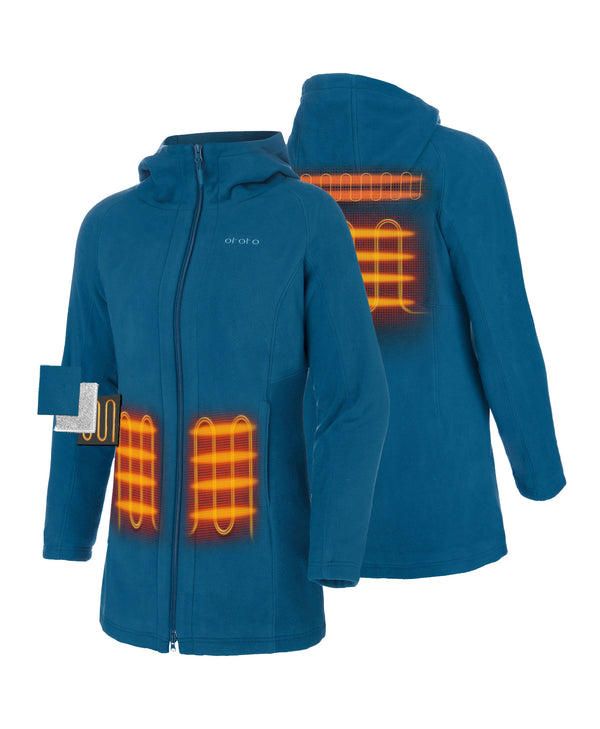 Ororo Heated Long Hooded Fleece Jacket | Women's Jacket | Ororo®