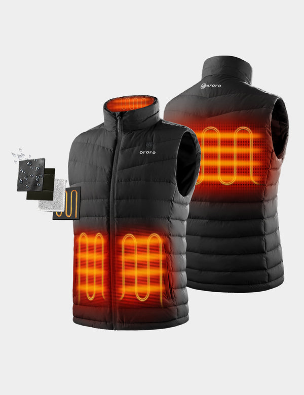Ororo Men's Heated Lightweight Down Vest - Black | Ororo®