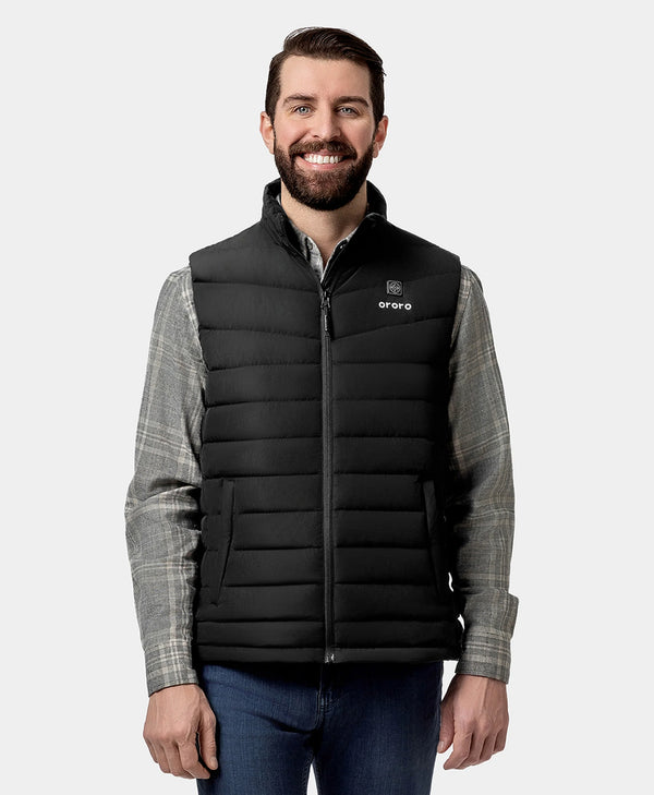 ororo Men's Heated Lightweight Down Vest - Black | ororo®