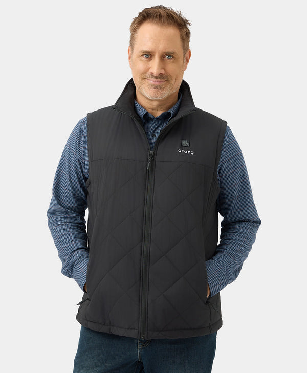 Ororo Men's Heated Quilted Vest - Black | 4 Heating Zones | Ororo