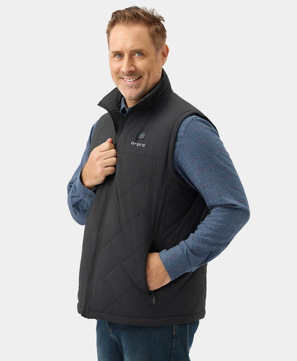 Ororo Men's Heated Quilted Vest - Black | 4 Heating Zones | Ororo