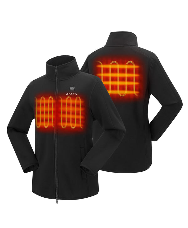 Ororo (Open-box) Florence Women's Heated Fleece Jacket - Black(Battery Set N
