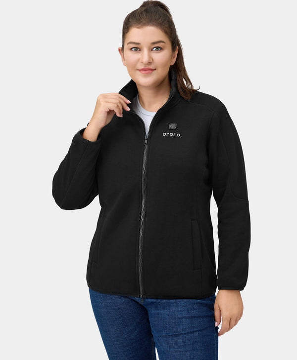 Ororo (Open-box) Florence Women's Heated Fleece Jacket - Black(Battery Set N