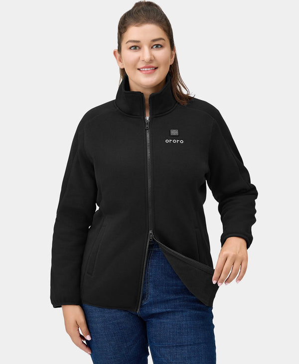 Ororo (Open-box) Florence Women's Heated Fleece Jacket - Black(Battery Set N
