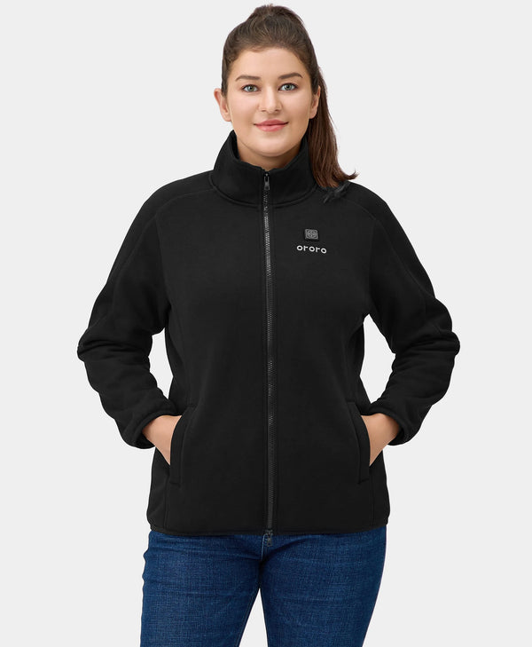 ororo (Open-box) Florence Women's Heated Fleece Jacket - Black(Battery Set N