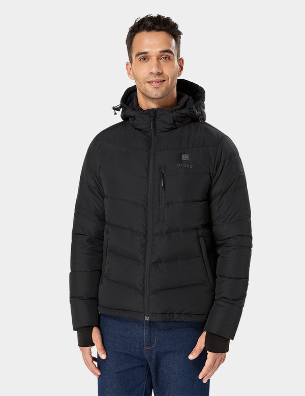 Ororo (Open-box) Men's Heated Down Jacket - Black (Battery Set Not Included)