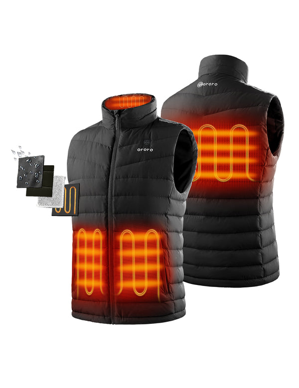 ororo (Open-box)Men's Heated Lightweight Down Vest - Black | ororo®